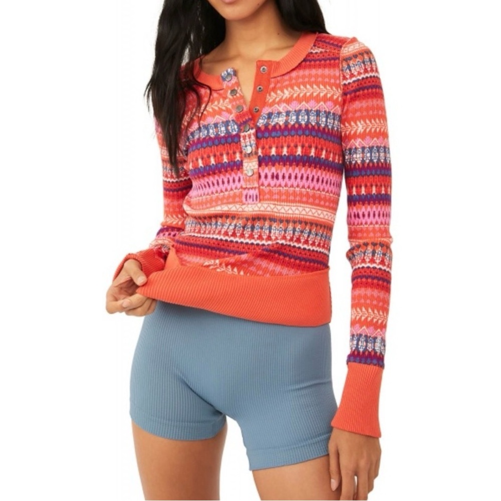 Free People Movement Vally Printed Layer Top Combo Fair Isle size medium